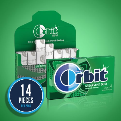 Orbit Gum Spearmint Sugar Free Chewing Gum Single Pack Perspective: left
