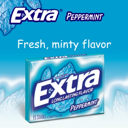 Extra Gum Peppermint Sugar Free Chewing Gum Single Pack Perspective: left