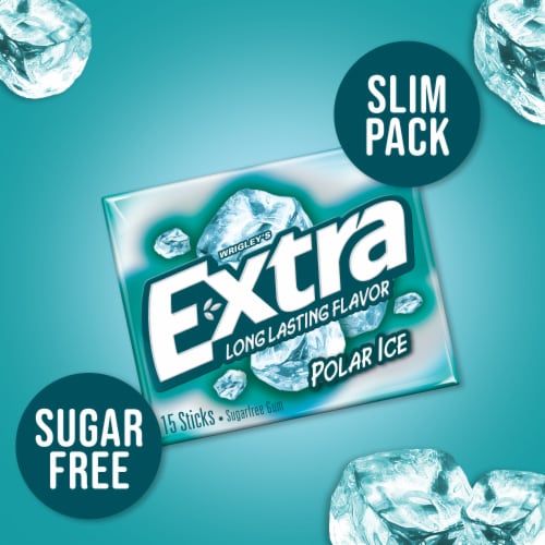 Extra Gum Polar Ice Sugar Free Chewing Gum Single Pack Perspective: left
