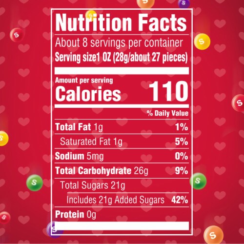 Skittles Original Valentine's Candy Heart Box Perspective: left