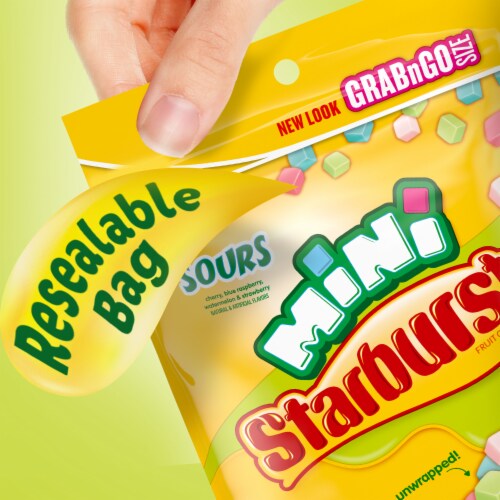 Starburst Minis Sours Candy Fruit Chews Grab N Go Bag Perspective: left