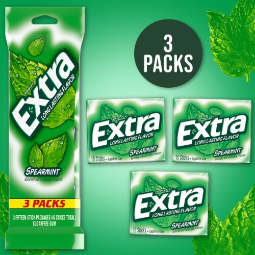 EXTRA Spearmint Sugarfree Chewing Gum, 15-Stick Single Pack