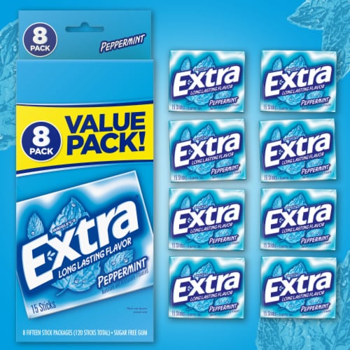 Extra Peppermint Sugar Free Chewing Gum Bulk Pack Perspective: left