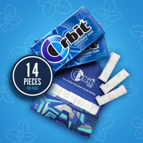 Orbit Peppermint Sugar Free Chewing Gum Bulk Pack Perspective: left