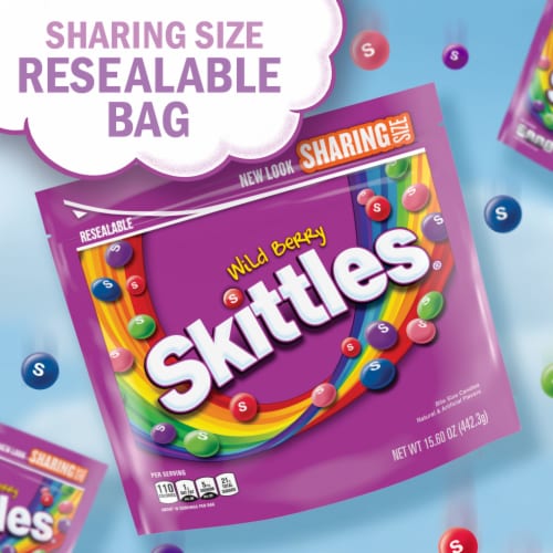 Skittles Wild Berry Chewy Easter Candy Sharing Size Bulk Bag Perspective: left