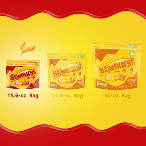 Starburst Original Fruit Chews Chewy Easter Candy Sharing Size Bag Perspective: left