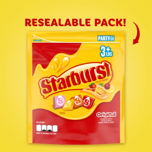 Starburst Original Chewy Candy Family Size Resealable Bulk Bag Perspective: left