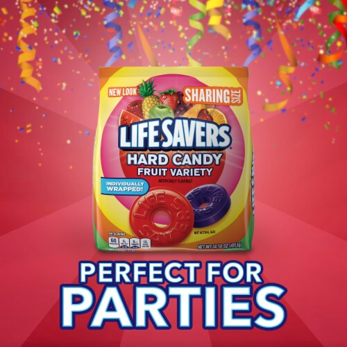 Life Savers Fruit Variety Hard Candy Individually Wrapped Sharing Size Bag Perspective: left