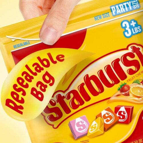 Starburst Original Fruit Chews Summer Candy Party Size Bag Perspective: left