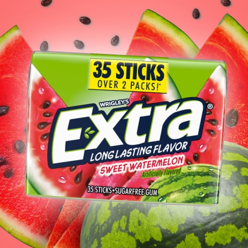 Extra Sweet Watermelon Sugar Free Chewing Gum Mega Pack Perspective: left