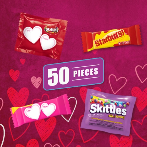 Skittles & Starburst Assorted Valentine's Day Chewy Exchange Candy Perspective: left