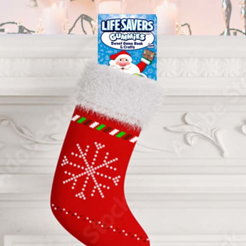 Life Savers Christmas Fruit Flavored Gummy Candy Box Perspective: left