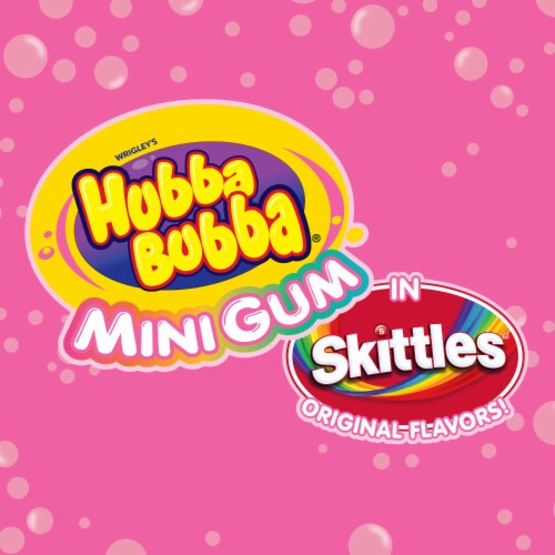Hubba Bubba Minis Skittles Flavored Bubble Gum Bag Perspective: left