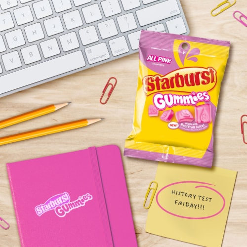 Starburst Gummies All Pink Gummy Candy Bag Perspective: left
