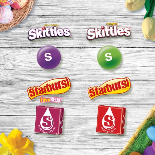 Skittles & Starburst Fun Size Chewy Candy Easter Basket Stuffers Variety Pack Bulk Bag Perspective: left