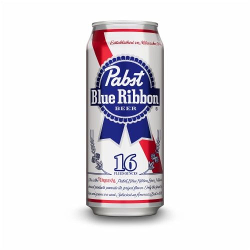 Pabst Blue Ribbon Beer, 4 Pack, 16 fl oz Aluminum Cans, 4.7% ABV, Domestic Lager Perspective: left