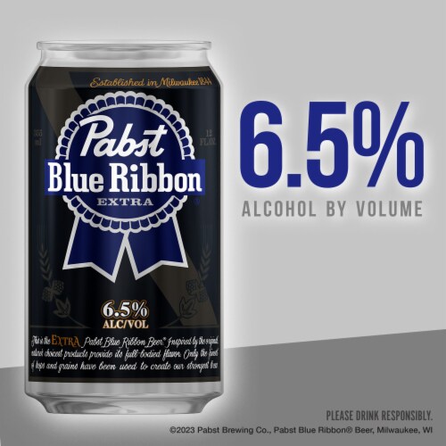 Pabst Blue Ribbon Extra American Lager Beer Perspective: left