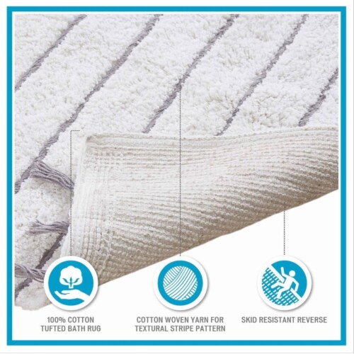 INK+IVY Arbor Cotton Pile Tufted Bath Rug with Grey and Ivory Finish Perspective: left