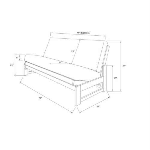 Kodiak Furniture Aspen  Solid Wood Futon Frame in Reclaim Mocha/Brown Perspective: left