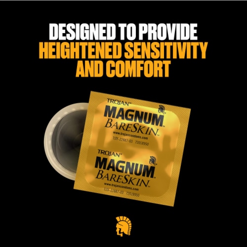 Trojan Magnum BareSkin Extra Thin Lubricated Large Condoms Perspective: left