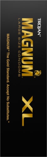 Trojan® Magnum™ XL Large Size Lubricated Latex Condoms Perspective: left