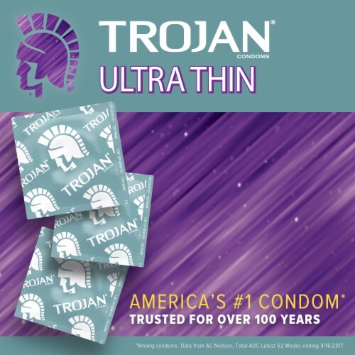Trojan™ Armor Ultra Thin Spermicidal Lubricated Latex Condoms Perspective: left