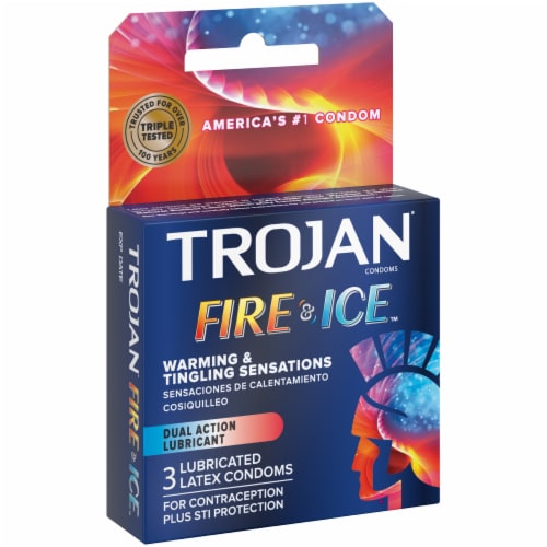 Trojan™ Fire & Ice™ Condoms Perspective: left