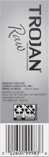 Trojan® Raw™ Pure Feel™ Non-Latex Lubricated Condoms Perspective: left