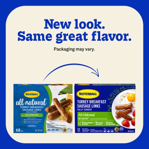 Butterball All Natural Turkey Breakfast Sausage Links, 12 Links Perspective: left