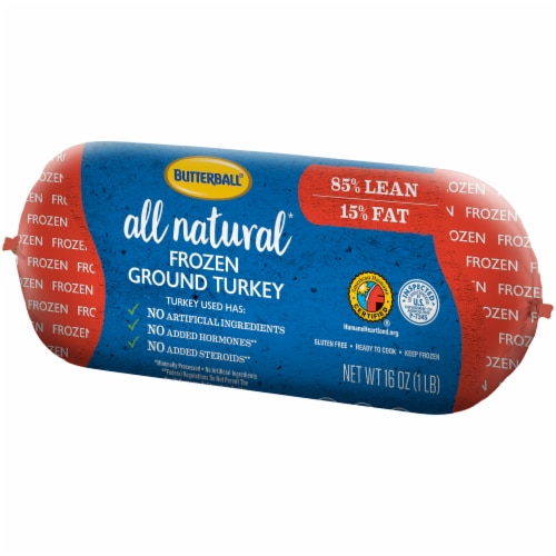 Butterball All Natural 85% Lean/15% Fat Frozen Ground Turkey Roll Perspective: left