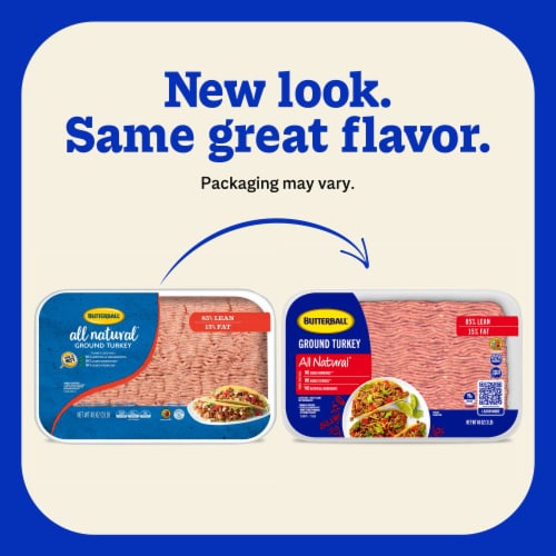 Butterball All Natural Fresh Ground Turkey, 85%/15% Perspective: left