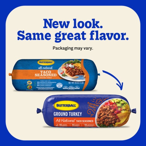 Butterball All Natural Fresh Ground Turkey, Taco-Seasoned, 16oz, 1 Roll Perspective: left