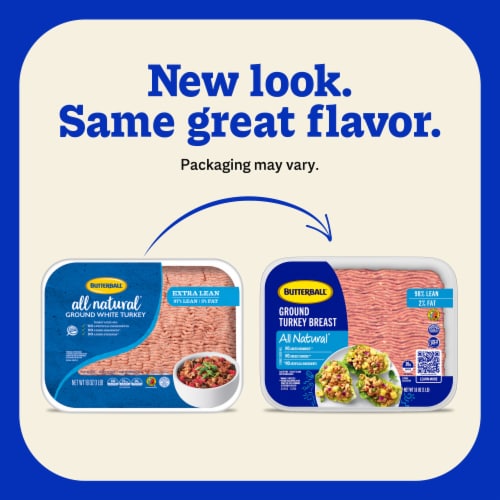 Butterball All Natural Fresh Ground Turkey, 98%/2%, 16oz, 1 Tray Perspective: left
