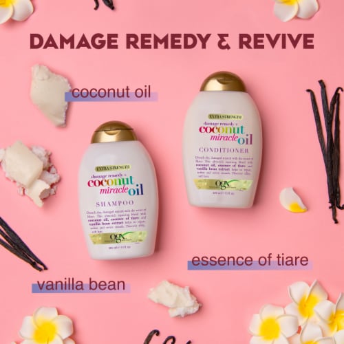 OGX Extra Strength Damage Remedy + Coconut Miracle Oil Shampoo Perspective: left