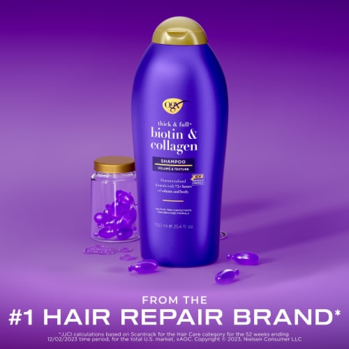 OGX Thick & Full + Biotin & Collagen Volumizing Conditioner Nutrient-Infused Perspective: left