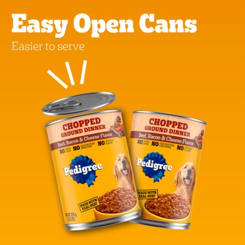 Pedigree Chopped Ground Dinner Beef Bacon Cheese Adult Wet Can Dog Food Perspective: left