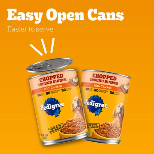 Pedigree Chopped Ground Dinner Adult Canned Soft Wet Dog Food Chicken Perspective: left