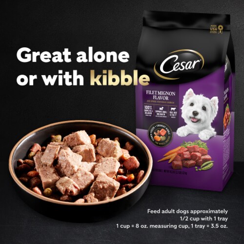 Cesar Adult Soft Wet Dog Food Beef Filet Mignon Chicken & Porterhouse Steak Variety Pack Perspective: left
