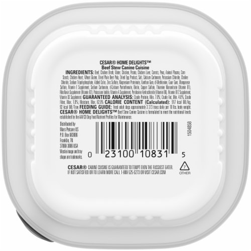 Cesar Adult Soft Wet Dog Food Beef Stew Home Delights Perspective: left