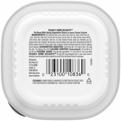 Cesar Home Delights Pot Roast with Spring Vegetables Adult Wet Dog Food Perspective: left
