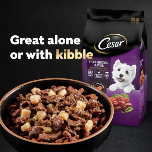 Cesar Home Delights Soft Wet Dog Slow Cooked Chicken & Vegetables & Beef Stew Food Variety Pack Perspective: left