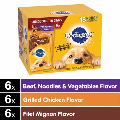 Pedigree Choice Cuts In Gravy Adult Soft Wet Dog Food Variety Pack Pouches Perspective: left
