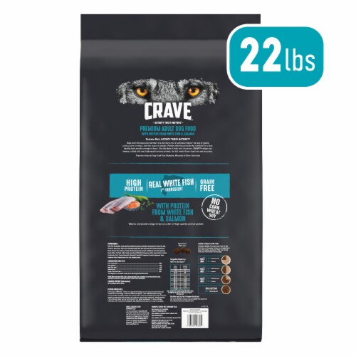 Crave Grain Free White Fish Salmon Dry Dog Food Perspective: left