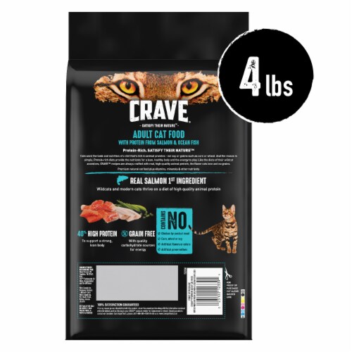 Crave Salmon & Ocean Fish Adult High Protein Grain Free Dry Cat Food Perspective: left