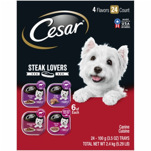 Cesar Steak Lovers Wet Dog Food Variety Pack Perspective: left