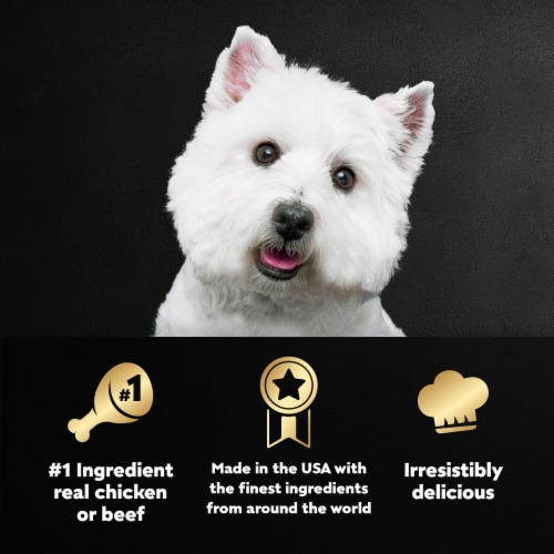 CESAR Loaf & Topper in Sauce Bacon Feast Rotisserie Chicken & Angus Beef Adult Wet Dog Food Perspective: left