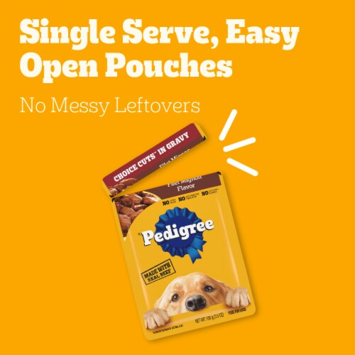 Pedigree Choice Cuts In Gravy Soft Wet Dog Food Pouch Chicken Filet Mignon & Beef Variety Pack Perspective: left