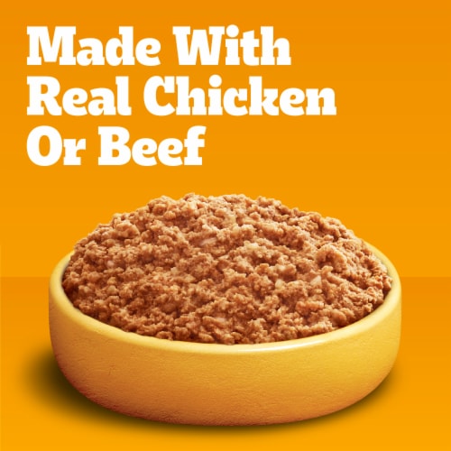 Pedigree Chopped Ground Dinner Adult Canned Soft Wet Dog Food Chicken and Beef Variety Pack Perspective: left