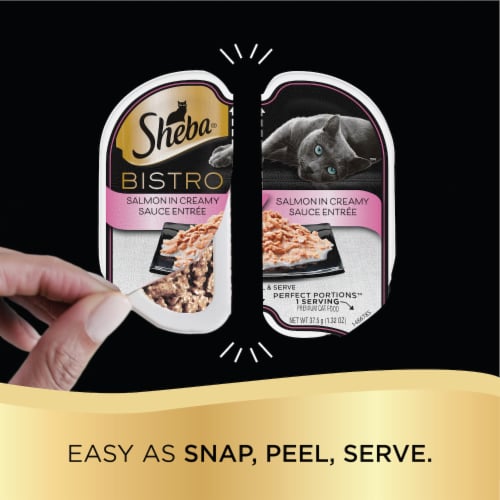 SHEBA PERFECT PORTIONS Bistro Salmon in Creamy Sauce Adult Wet Cat Food Perspective: left