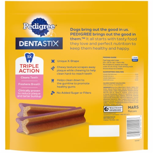 Pedigree Dentastix Dual Flavor Bacon & Chicken Adult Large Dog Dental Chew Dog Treats Perspective: left